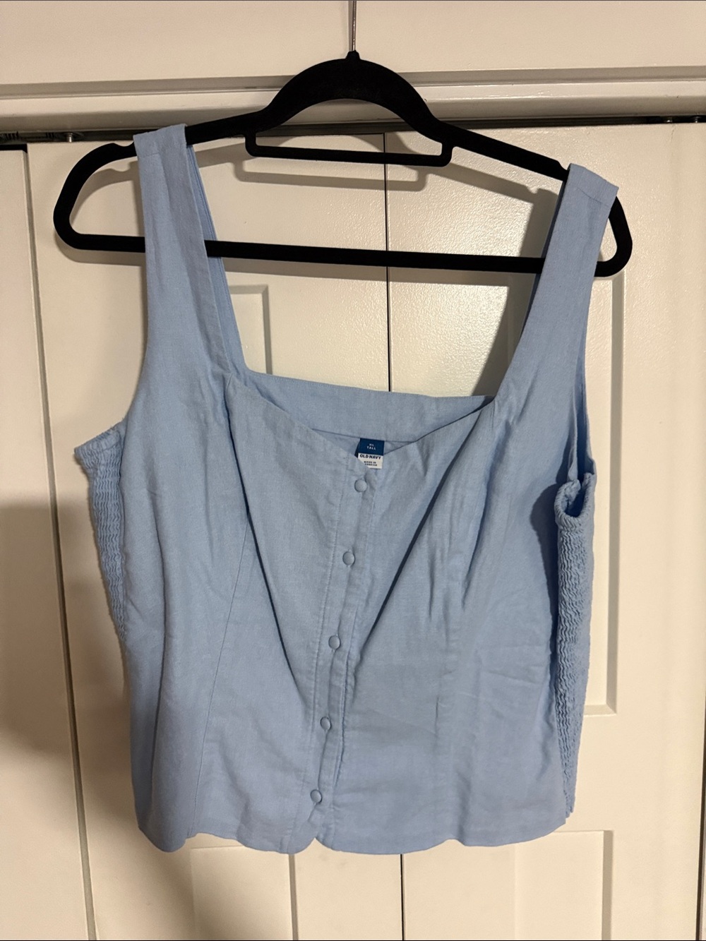 Old Navy Light Blue Button-Front Square-Neck Tank